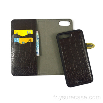 Crocodile Dostachable Wallet Phonecase pour iPhone Custom Logo